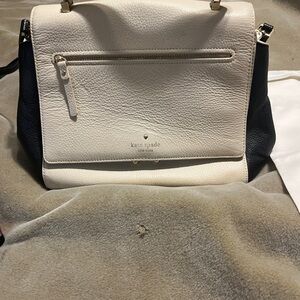 Kate Spade  New York Two-Tone Off-White and Black Leather Satchel Authentic